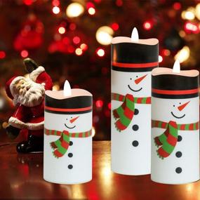 img 2 attached to 🕯️ Wondise Flameless Pillar Candles with Remote and Timer, Battery Operated 3D Flame Santa Decal, Warm White Light for Holiday Home Decoration, Set of 3, Dimensions: D2.2 x H4.4/5.4/6.4 Inch