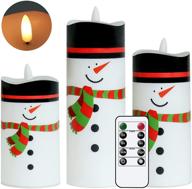 🕯️ wondise flameless pillar candles with remote and timer, battery operated 3d flame santa decal, warm white light for holiday home decoration, set of 3, dimensions: d2.2 x h4.4/5.4/6.4 inch логотип