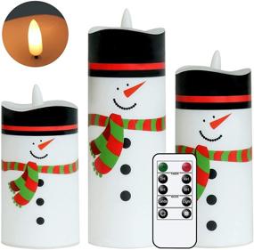 img 4 attached to 🕯️ Wondise Flameless Pillar Candles with Remote and Timer, Battery Operated 3D Flame Santa Decal, Warm White Light for Holiday Home Decoration, Set of 3, Dimensions: D2.2 x H4.4/5.4/6.4 Inch