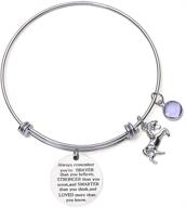 🦄 inspirational birthstone unicorn bracelet for girls and women - stainless steel wire bangle, expandable, engraved with 'always remember you are braver' (february) logo