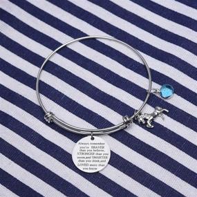 img 3 attached to 🦄 Inspirational Birthstone Unicorn Bracelet for Girls and Women - Stainless Steel Wire Bangle, Expandable, Engraved with 'Always Remember You are Braver' (February)