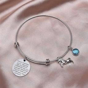 img 2 attached to 🦄 Inspirational Birthstone Unicorn Bracelet for Girls and Women - Stainless Steel Wire Bangle, Expandable, Engraved with 'Always Remember You are Braver' (February)