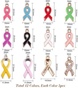 img 3 attached to 🎀 PandaHall Elite: 60pcs 12-Style Alloy Ribbon Pendants for Breast Cancer Awareness Jewelry Making