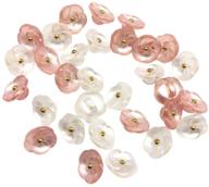 🌸 20pc white &amp; pink flower buttons, shank sew on, 11.5mm (7/16 inch) - pepperlonely logo