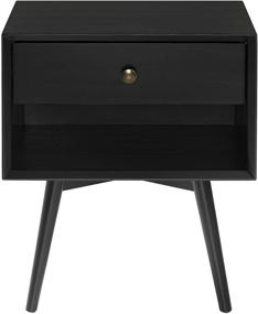 img 3 attached to 🌙 Classic Black Mid Century Modern Nightstand - Walker Edison Ella, 1 Drawer Solid Wood, 1 Pack