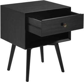 img 1 attached to 🌙 Classic Black Mid Century Modern Nightstand - Walker Edison Ella, 1 Drawer Solid Wood, 1 Pack