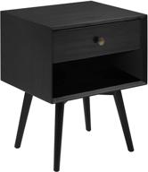 🌙 classic black mid century modern nightstand - walker edison ella, 1 drawer solid wood, 1 pack logo