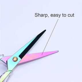 img 2 attached to 🌈 Colorful Rainbow Craft Scissors: 6.3" Clear Acrylic Office & Stationery Scissors - Heavy Duty Multipurpose Shears for Fabric, Leather, Arts, and Paper (Type2)