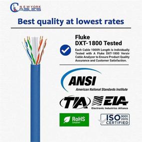 img 2 attached to Высококачественный пленумный кабель CAT6 1000 футов (CMP) для легкой установки, испытанный на соответствие требованиям пленума - твердый проводник 23AWG, 550МГц, 4 пары 10 ГБ UTP интернет-кабель в различных цветах (синий)