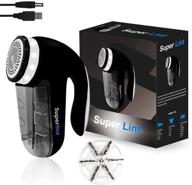 efficient super lint electric sweater shaver: powerful fabric fuzz remover with light belt, usb charging wire - black & silver logo