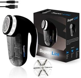 img 4 attached to Efficient SUPER LINT Electric Sweater Shaver: Powerful Fabric Fuzz Remover with Light Belt, USB Charging Wire - Black & Silver