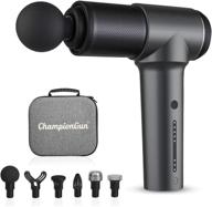 championgun lightweight handheld massage gun with 6 heads - portable and quiet electric body percussion massager for athletes, gym, office, and workout recovery - deep tissue muscle massage for soreness relief at home logo