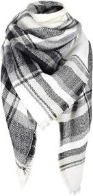 img 4 attached to Burgundy Checked 🧣 Blanket Scarves: Stylish Women's Accessories