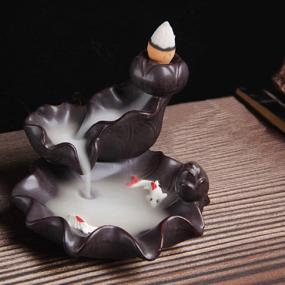 img 2 attached to 🔥 Ceramic Backflow Incense Holder with Waterfall Effect - TMINCK Waterfall Incense Burner, Handcrafted Censer with 20 Incense Cones & 50 Incense Sticks (Black)