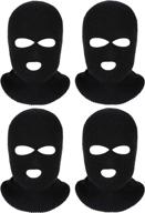 full face cover ski mask balaclava - 4 pieces 3 hole winter knit mask for men women - warm & breathable full face mask - ideal for outdoor sports logo