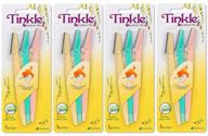 dorco tinkle eyebrow razor: hair trimmer, shaper, and facial razor with safety cover - 12 razors for dermaplaning and tough up; ideal holiday stocking stuffers logo