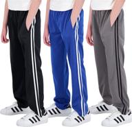 👖 boys' fleece-lined sweatpants with pockets - real essentials 3 pack, tricot open bottom logo