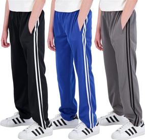 img 4 attached to 👖 Boys' Fleece-Lined Sweatpants with Pockets - Real Essentials 3 Pack, Tricot Open Bottom