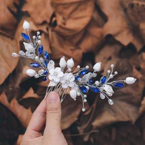 img 4 attached to 💎 Stunning Casdre Blue Crystal Bride Wedding Hair Comb - Elegant Silver Flower Bridal Hair Accessories with Rhinestone Hair Piece for Women and Girls (A Blue)