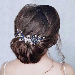 img 3 attached to 💎 Stunning Casdre Blue Crystal Bride Wedding Hair Comb - Elegant Silver Flower Bridal Hair Accessories with Rhinestone Hair Piece for Women and Girls (A Blue)