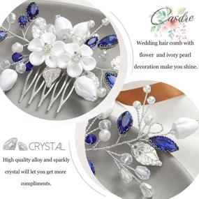 img 2 attached to 💎 Stunning Casdre Blue Crystal Bride Wedding Hair Comb - Elegant Silver Flower Bridal Hair Accessories with Rhinestone Hair Piece for Women and Girls (A Blue)