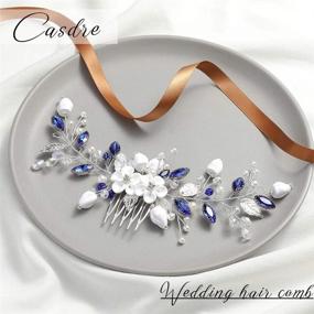 img 1 attached to 💎 Stunning Casdre Blue Crystal Bride Wedding Hair Comb - Elegant Silver Flower Bridal Hair Accessories with Rhinestone Hair Piece for Women and Girls (A Blue)