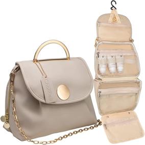 img 4 attached to 🎁 Chandelli Toiletry Bag: Ideal Travel Makeup Bag & Toiletries Kit for Women - Perfect Christmas Gifts! (Cream)