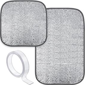 img 4 attached to 🚐 RV Door Window Skylight Sunshade Cover Set, 2 Pieces, Reflective Sunshield, 25 x 16 Inch, 16 x 16 Inch, Insulated Windshield Shade for Camper RV, Double-sided Tape Included (Silver)