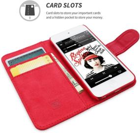 img 2 attached to 📱 Snugg Red Leather iPod Touch Wallet Case with Card Slots and Stand - Legacy Series