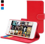 📱 snugg red leather ipod touch wallet case with card slots and stand - legacy series logo