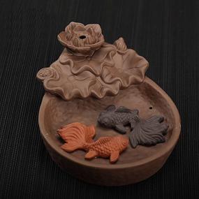 img 1 attached to 🐟 NewEGG Purple Clay Smoke Backflow Incense Burner Holder with Two Fishes Design