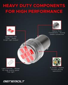 img 2 attached to BENEBOLT 1156 LED Bulbs Red 7506 P21W - Triple Ultra Bright Single Brightness LED Brake Light Bulb
