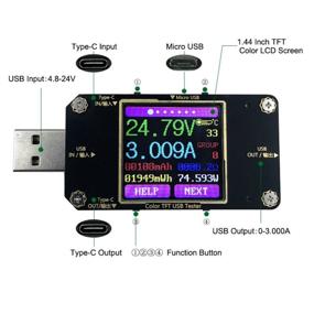 img 3 attached to ⚡ USB Power Meter Tester with Bluetooth and Type-C, Voltage and Current Monitor, USB Safety Tester, PD Battery Capacity Meter, Digital Color LCD Display Multimeter