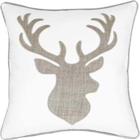 img 4 attached to 🦌 Millianess Animal Cotton Throw Pillow Covers - Deer Head Embroidered 18x18 Inches - White - Ideal for Couch Cushions