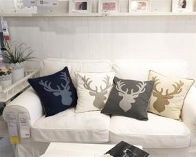 img 1 attached to 🦌 Millianess Animal Cotton Throw Pillow Covers - Deer Head Embroidered 18x18 Inches - White - Ideal for Couch Cushions