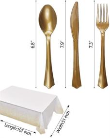 img 1 attached to 🥳 169-Piece White and Gold Party Supplies Disposable Dinnerware Set for 24 Guests - Gold Paper Plates, Napkins, Cups, Tablecloth with Gold Plastic Silverware Sets for Wedding, Birthday Party, Baby Shower