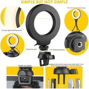 img 2 attached to 4-inch Ring Light with Stand & Clip for Laptop - Video Conference Lighting Kit, Zoom Lighting for Computer, Laptop Light for Zoom Meetings, Makeup, Selfie, Tiktok - Dimmable & USB Powered