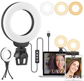 img 4 attached to 4-inch Ring Light with Stand & Clip for Laptop - Video Conference Lighting Kit, Zoom Lighting for Computer, Laptop Light for Zoom Meetings, Makeup, Selfie, Tiktok - Dimmable & USB Powered