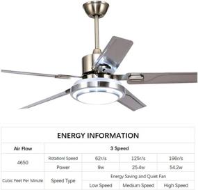 img 3 attached to 🌀 RainierLight Modern Ceiling Fan with 5 Stainless Steel Blades, Remote Control, LED, and 3 Light Color Options (White, Warm, Yellow) - 48inch, Indoor Mute Energy Saving Electric Fan