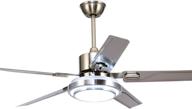 🌀 rainierlight modern ceiling fan with 5 stainless steel blades, remote control, led, and 3 light color options (white, warm, yellow) - 48inch, indoor mute energy saving electric fan логотип