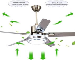 img 1 attached to 🌀 RainierLight Modern Ceiling Fan with 5 Stainless Steel Blades, Remote Control, LED, and 3 Light Color Options (White, Warm, Yellow) - 48inch, Indoor Mute Energy Saving Electric Fan