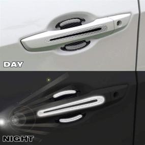 img 1 attached to 🚘 Universal 3D Carbon Fiber Texture Car Door Handle Door Bowl Paint Scratch Protector Film Cover with Reflective Strip - Diamond White (Pack of 8) for Enhanced Outdoor Safety & Decoration