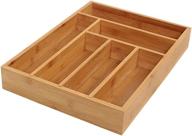 🎍 bamboo drawer organizer - premium pure bamboo cutlery tray and storage box - 6 compartments - ideal for kitchen, bedroom, desktop organization - silverware rack, knife divider, wooden drawer box логотип