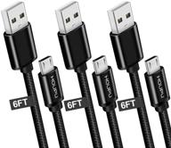 🔌 кабель micro usb высокого качества с оплеткой - houpu [3-pack 6фт] быстрая зарядка и синхронизация для android, kindle, samsung galaxy s7/s6 edge, note 5/4/2, htc, lg g4, blackberry, motorola, sony логотип