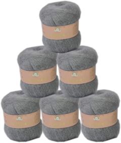 img 3 attached to 6 Balls of Soft Fingering Baby Mohair Cashmere Hand Crochet Yarn, Angora Mohair Wool, Ideal for Knitting DIY Scarf Sweater Thread, 300g (Mid Grey Shade)