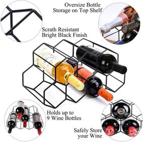 img 3 attached to Настольный металлический винный стеллаж - 9 бутылок для хранения вина, держатель стойки для домашней кухни бара - напольная водонепроницаемая бутылка организатор дисплей полка.