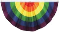 beistle rainbow stripes fabric fan bunting, 4 feet - 1 piece, 4 inches logo