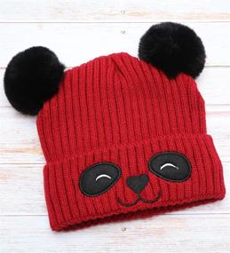 img 3 attached to 🧒 MIRMARU Kids Girls & Boys Soft Warm Winter Knitted Beanie Hats with Faux Fur Pom Pom and Sherpa Lining - Ages 3-6