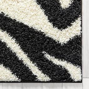 img 2 attached to 🦓 Madison Shag Safari Zebra Black Animal Print Area Rug: Stylish 20'' x 7'2'' Runner