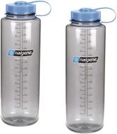 🚰 nalgene silo 48oz tritan grey w/ blue top wide mouth water bottle, pack of 2, 11.3" tall x 3.5" diameter logo